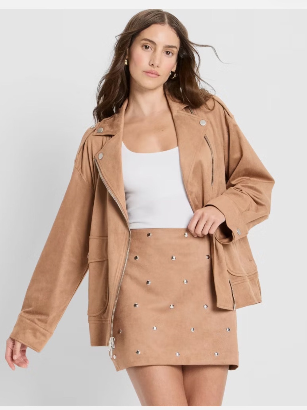 Suede Studded Mini A-Line Skirt - Future Collective